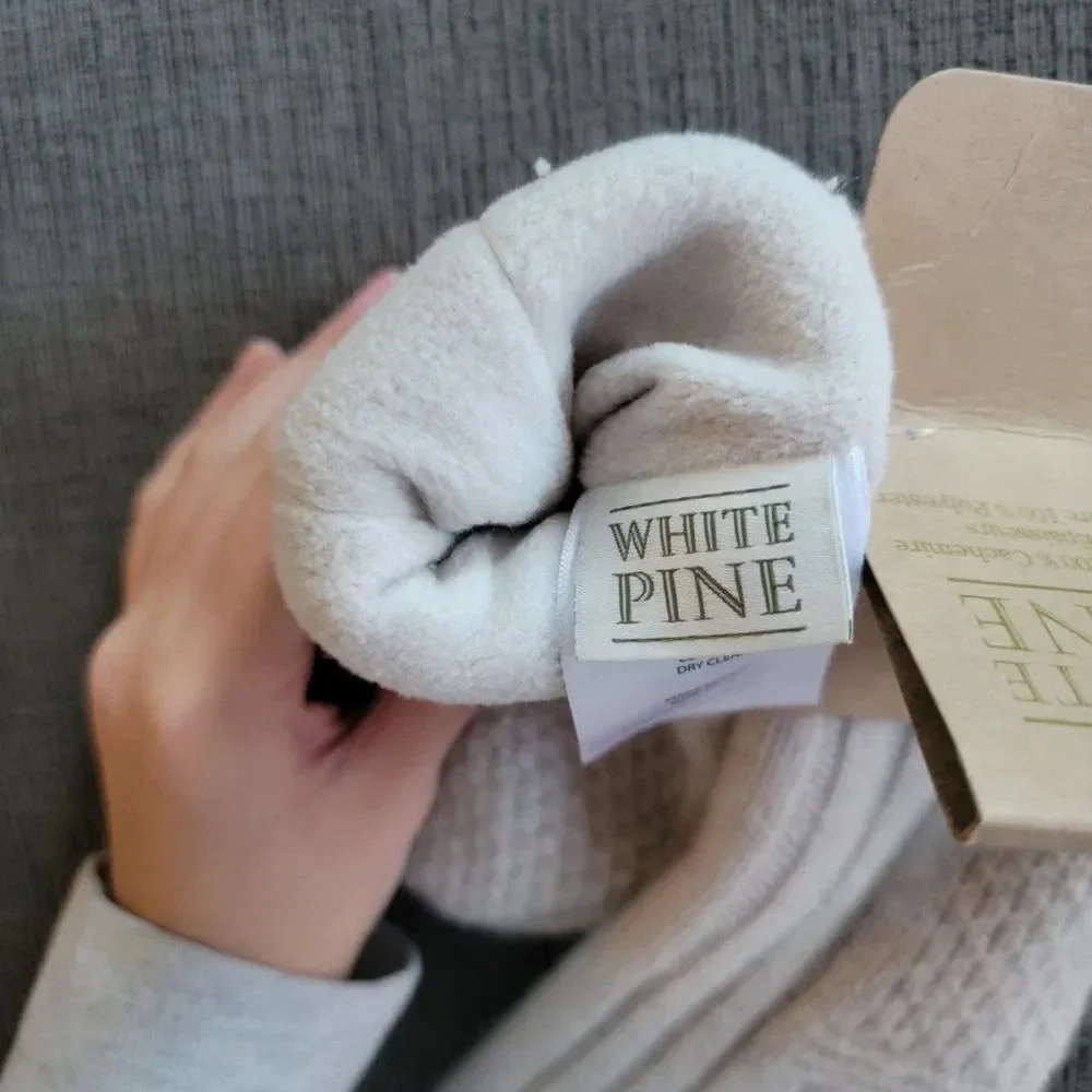 White Pine 100% Cashmere Mittens Ivory Fleece Lined Knit Gloves For Wome…
